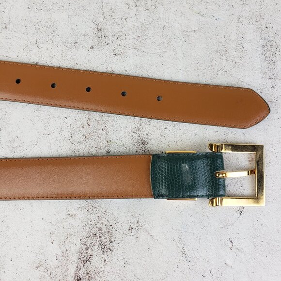 Vintage Cipriani Leather Belt Glazed Cowhide Art Deco Minimalist Preppy size S main image 4